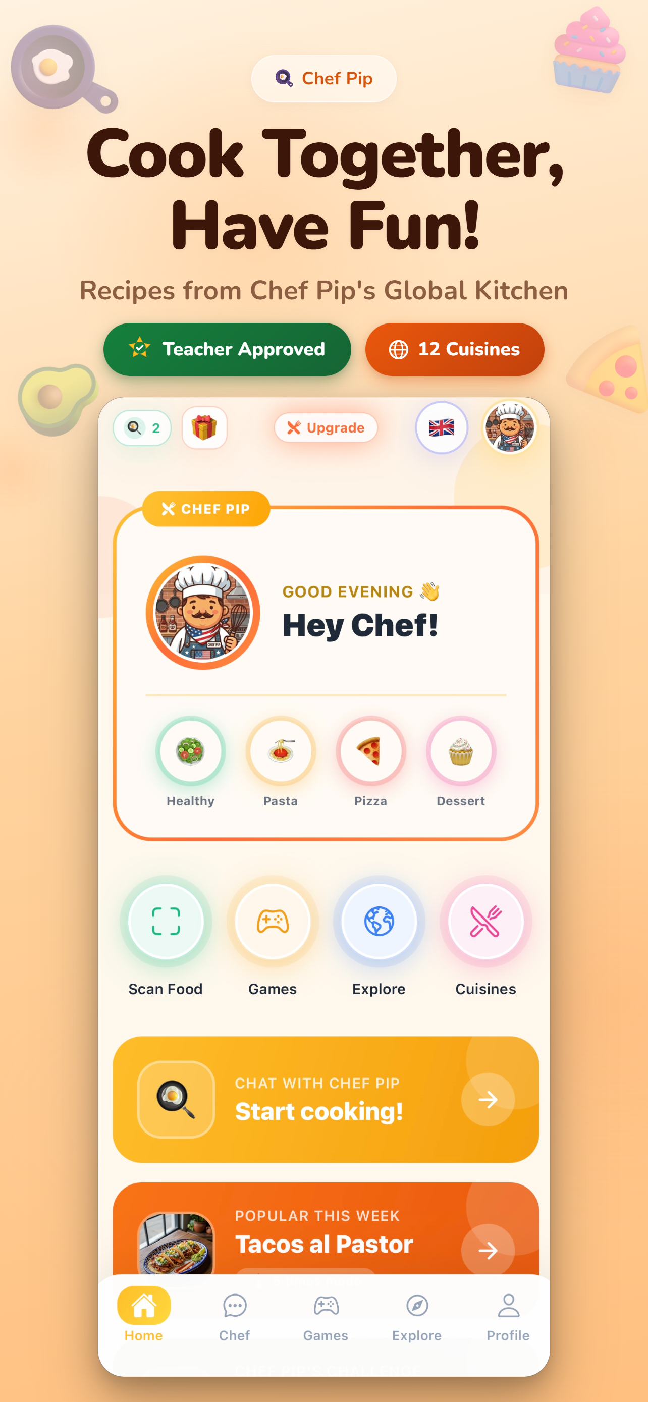 Chef Pip Home Screen